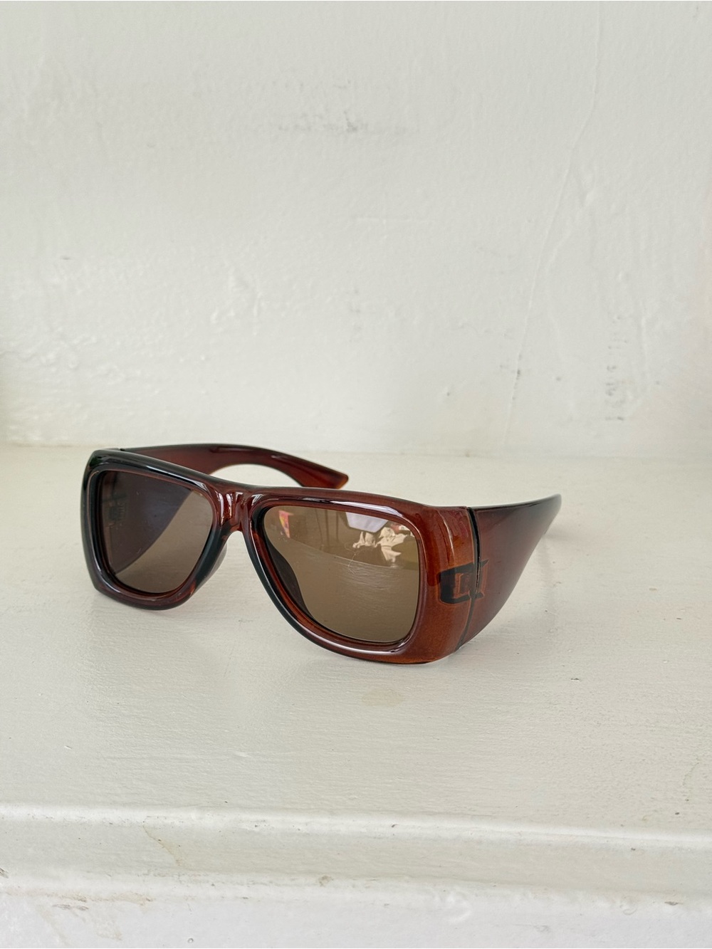 brown shield wrap sunglasses ✧